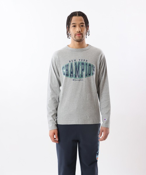 Champion(チャンピオン)の「【Champion/チャンピオン】メンズ ベーシック ロングスリーブTシャツ(Tシャツ/カットソー・メンズ・ネイビー/ホワイト/ブラウン系/ブラック/グレー・LARGE/X-LARGE/MEDIUM/SMALL)」の1枚目の写真