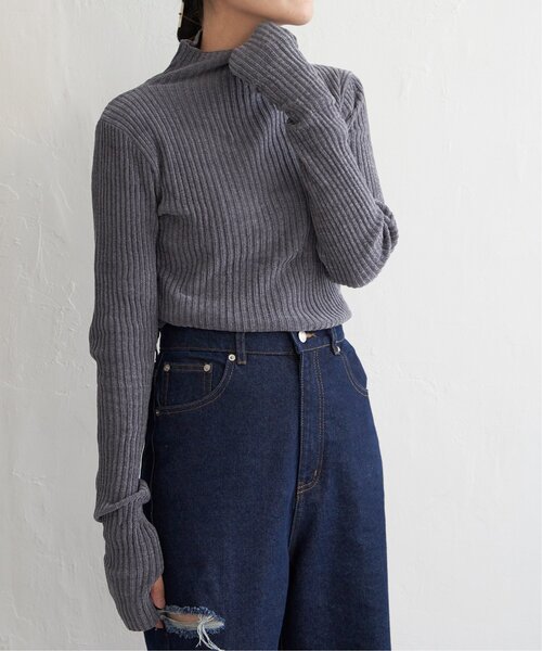 VENCEEXCHANGE（ヴァンスエクスチェンジ）の「モールリブハイネックプルオーバー（ニット/セーター・レディース・グレー/オフホワイト/ブルー/ブラック・FREE）」の16枚目の写真