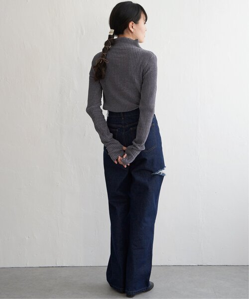 VENCEEXCHANGE（ヴァンスエクスチェンジ）の「モールリブハイネックプルオーバー（ニット/セーター・レディース・グレー/オフホワイト/ブルー/ブラック・FREE）」の18枚目の写真