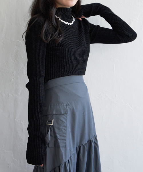 VENCEEXCHANGE（ヴァンスエクスチェンジ）の「モールリブハイネックプルオーバー（ニット/セーター・レディース・グレー/オフホワイト/ブルー/ブラック・FREE）」の6枚目の写真