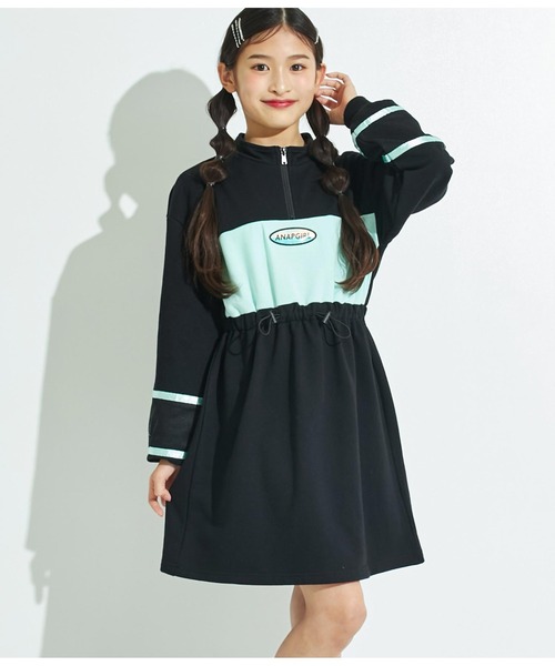 ANAP GｉRL（アナップガール）の「配色スウェットワンピース（ワンピース・キッズ・グレー/ラベンダー/ブラック・M/XS/S）」の9枚目の写真