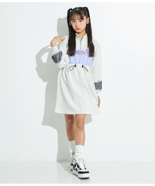 ANAP GｉRL（アナップガール）の「配色スウェットワンピース（ワンピース・キッズ・グレー/ラベンダー/ブラック・M/XS/S）」の18枚目の写真