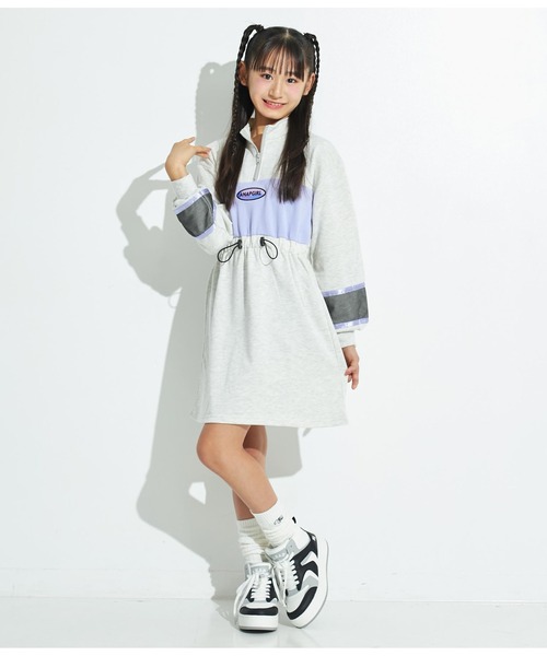 ANAP GｉRL（アナップガール）の「配色スウェットワンピース（ワンピース・キッズ・グレー/ラベンダー/ブラック・M/XS/S）」の19枚目の写真