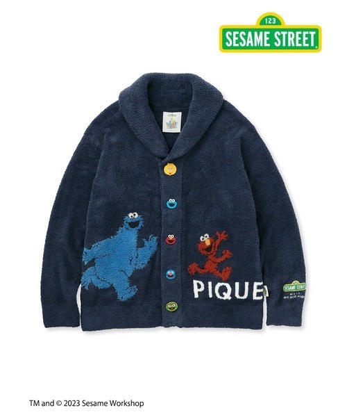 gelato pique(ジェラートピケ)の「【SESAME STREET】【UNISEX】ジャガードショールカーディガン(ルームウェア/パジャマ・レディース・ネイビー/オフホワイト・S-M/X-LARGE/M-L)」の6枚目の写真