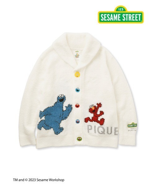 gelato pique(ジェラートピケ)の「【SESAME STREET】【UNISEX】ジャガードショールカーディガン(ルームウェア/パジャマ・レディース・ネイビー/オフホワイト・S-M/X-LARGE/M-L)」の4枚目の写真
