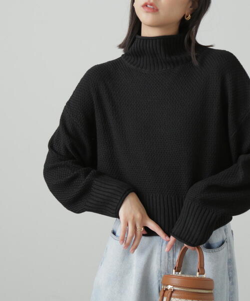 FREE'S MART（フリーズマート）の「［WEB限定］4者混鹿の子ショート丈タートルネックニット（ニット/セーター・レディース・ライトグリーン/ブルー/ピンク/ブラック/ホワイト・FREE）」の2枚目の写真