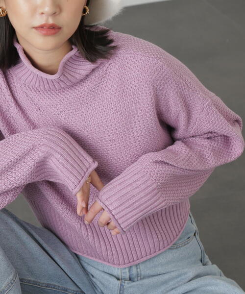 FREE'S MART（フリーズマート）の「［WEB限定］4者混鹿の子ショート丈タートルネックニット（ニット/セーター・レディース・ライトグリーン/ブルー/ピンク/ブラック/ホワイト・FREE）」の7枚目の写真