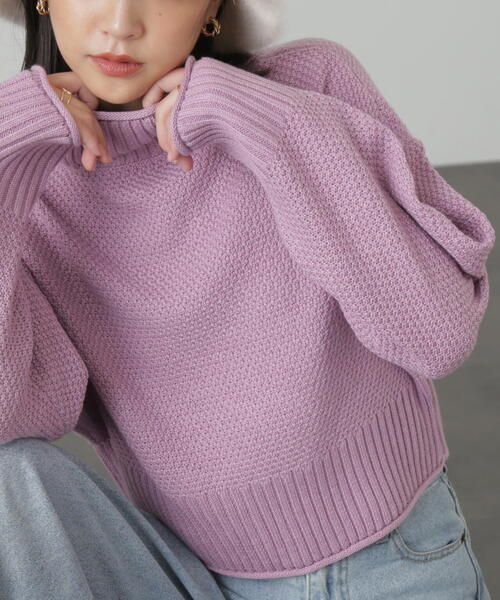 FREE'S MART（フリーズマート）の「［WEB限定］4者混鹿の子ショート丈タートルネックニット（ニット/セーター・レディース・ライトグリーン/ブルー/ピンク/ブラック/ホワイト・FREE）」の8枚目の写真