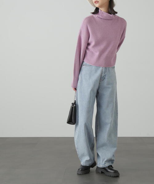 FREE'S MART（フリーズマート）の「［WEB限定］4者混鹿の子ショート丈タートルネックニット（ニット/セーター・レディース・ライトグリーン/ブルー/ピンク/ブラック/ホワイト・FREE）」の10枚目の写真