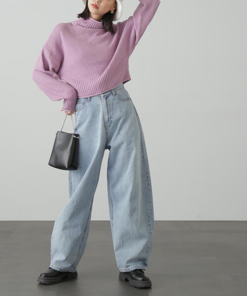 FREE'S MART（フリーズマート）の「［WEB限定］4者混鹿の子ショート丈タートルネックニット（ニット/セーター・レディース・ライトグリーン/ブルー/ピンク/ブラック/ホワイト・FREE）」の11枚目の写真