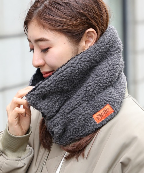 専用♥みかん♥肉厚⭐ゆったり大人☆Wボア★ネックウォーマー♥黒グレー UNIVERSAL OVERALL（ユニバーサルオーバーオール）の「【UNIVERSAL