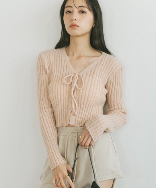 VANNIE U（ヴァニーユー）の「レースアップリブニット（ニット/セーター・レディース・ライトブルー/ライトグレー/ピンク/ライトグリーン/ブルー・FREE）」の5枚目の写真