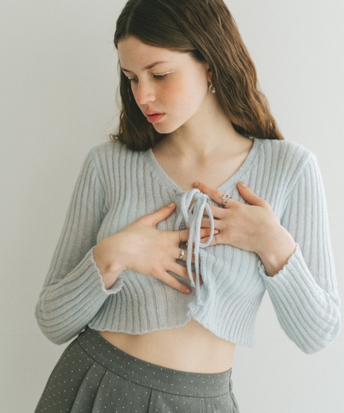 VANNIE U（ヴァニーユー）の「レースアップリブニット（ニット/セーター・レディース・ライトブルー/ライトグレー/ピンク/ライトグリーン/ブルー・FREE）」の12枚目の写真