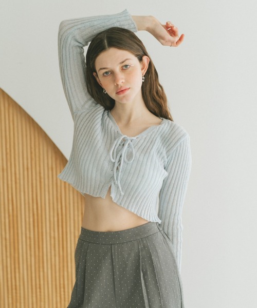 VANNIE U（ヴァニーユー）の「レースアップリブニット（ニット/セーター・レディース・ライトブルー/ライトグレー/ピンク/ライトグリーン/ブルー・FREE）」の16枚目の写真