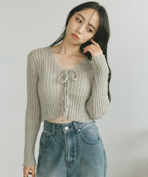VANNIE U（ヴァニーユー）の「レースアップリブニット（ニット/セーター・レディース・ライトブルー/ライトグレー/ピンク/ライトグリーン/ブルー・FREE）」の19枚目の写真