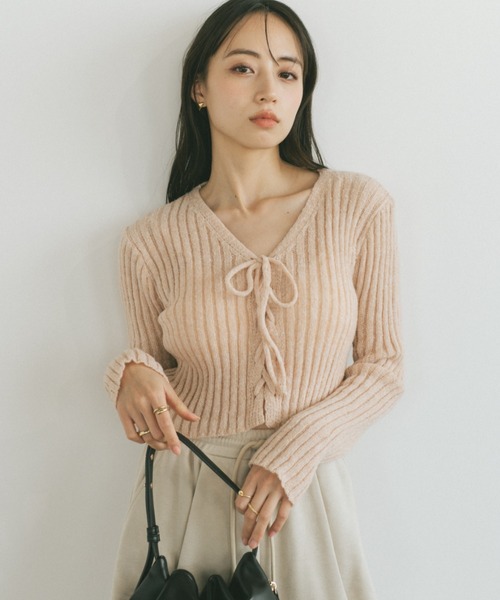 VANNIE U（ヴァニーユー）の「レースアップリブニット（ニット/セーター・レディース・ライトブルー/ライトグレー/ピンク/ライトグリーン/ブルー・FREE）」の21枚目の写真