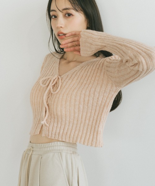 VANNIE U（ヴァニーユー）の「レースアップリブニット（ニット/セーター・レディース・ライトブルー/ライトグレー/ピンク/ライトグリーン/ブルー・FREE）」の22枚目の写真