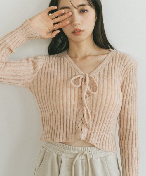 VANNIE U（ヴァニーユー）の「レースアップリブニット（ニット/セーター・レディース・ライトブルー/ライトグレー/ピンク/ライトグリーン/ブルー・FREE）」の17枚目の写真