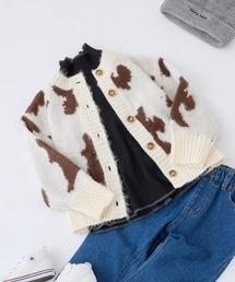 CIAOPANIC TYPY | 【WEB限定カラー】【KIDS】アニマル柄シャギーニットクルーネックカーディガン(カーディガン/ボレロ)