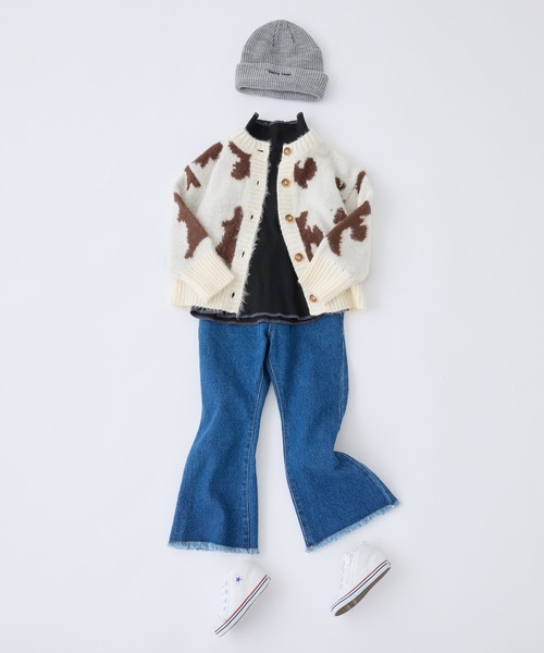 CIAOPANIC TYPY（チャオパニックティピー）の「【WEB限定カラー】【KIDS】アニマル柄シャギーニットクルーネックカーディガン（カーディガン/ボレロ・キッズ・アイボリー/チャコールグレー/ベージュ・S/M/L/XL/XXL）」の15枚目の写真