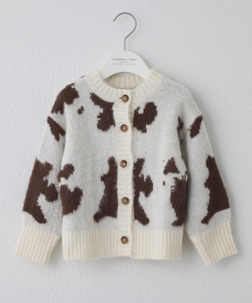 CIAOPANIC TYPY（チャオパニックティピー）の「【WEB限定カラー】【KIDS】アニマル柄シャギーニットクルーネックカーディガン（カーディガン/ボレロ・キッズ・アイボリー/チャコールグレー/ベージュ・S/M/L/XL/XXL）」の9枚目の写真