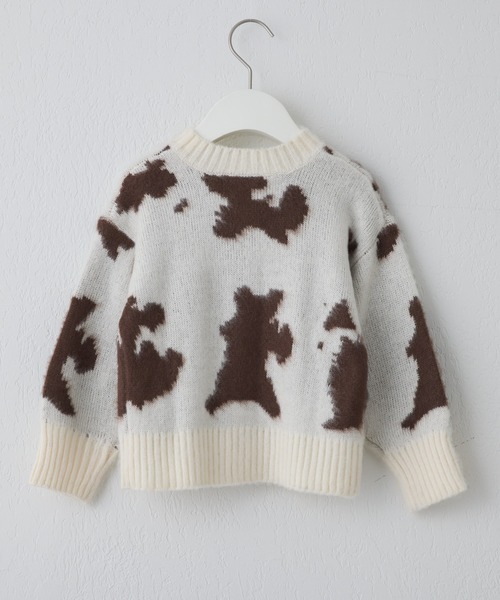 CIAOPANIC TYPY（チャオパニックティピー）の「【WEB限定カラー】【KIDS】アニマル柄シャギーニットクルーネックカーディガン（カーディガン/ボレロ・キッズ・アイボリー/チャコールグレー/ベージュ・S/M/L/XL/XXL）」の11枚目の写真
