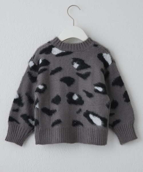 CIAOPANIC TYPY（チャオパニックティピー）の「【WEB限定カラー】【KIDS】アニマル柄シャギーニットクルーネックカーディガン（カーディガン/ボレロ・キッズ・アイボリー/チャコールグレー/ベージュ・S/M/L/XL/XXL）」の4枚目の写真