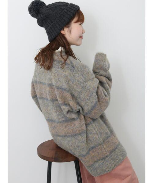 ehka sopo(エヘカソポ)の「起毛ボーダープルオーバー(ニット/セーター・レディース・パープル/ベージュ/グリーン・F)」の2枚目の写真