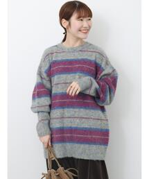 ehka sopo | 起毛ボーダープルオーバー(ニット/セーター)