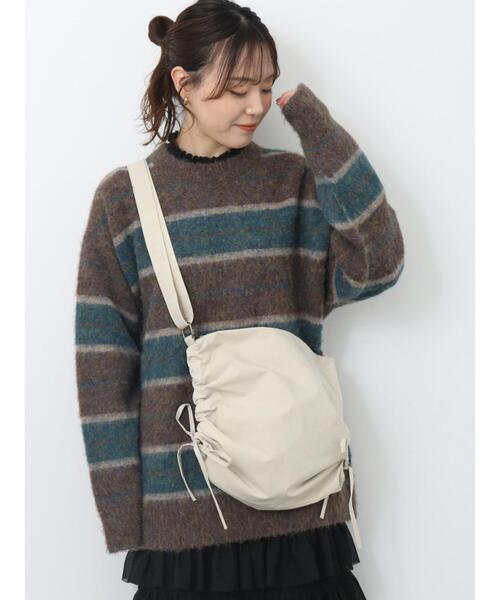 ehka sopo(エヘカソポ)の「起毛ボーダープルオーバー(ニット/セーター・レディース・パープル/ベージュ/グリーン・F)」の1枚目の写真