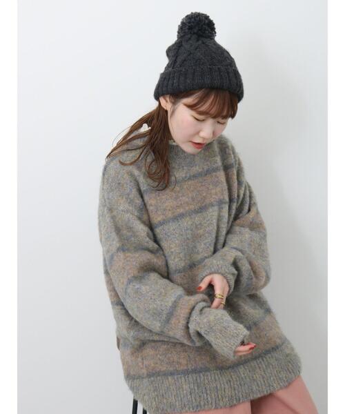 ehka sopo(エヘカソポ)の「起毛ボーダープルオーバー(ニット/セーター・レディース・パープル/ベージュ/グリーン・F)」の18枚目の写真