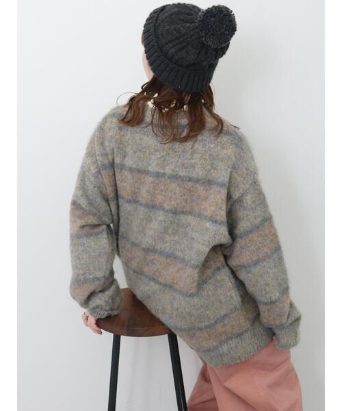 ehka sopo(エヘカソポ)の「起毛ボーダープルオーバー(ニット/セーター・レディース・パープル/ベージュ/グリーン・F)」の17枚目の写真