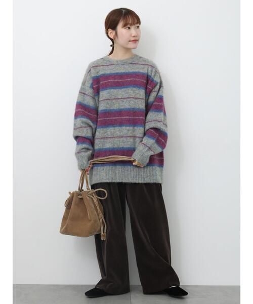 ehka sopo(エヘカソポ)の「起毛ボーダープルオーバー(ニット/セーター・レディース・パープル/ベージュ/グリーン・F)」の16枚目の写真