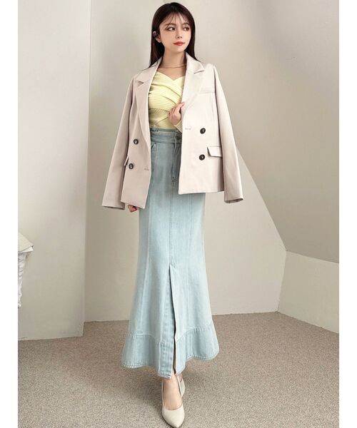 RESEXXY（リゼクシー）の「テーラードミディジャケット（テーラードジャケット・レディース・ベージュ/ピンク/チャコールグレー・FREE）」の6枚目の写真