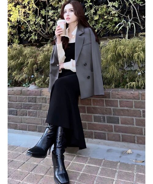 RESEXXY（リゼクシー）の「テーラードミディジャケット（テーラードジャケット・レディース・ベージュ/ピンク/チャコールグレー・FREE）」の9枚目の写真