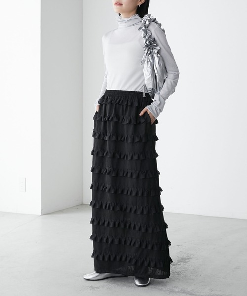 forksy.】フリルジャガードナロースカート forksy.│MONO-MART