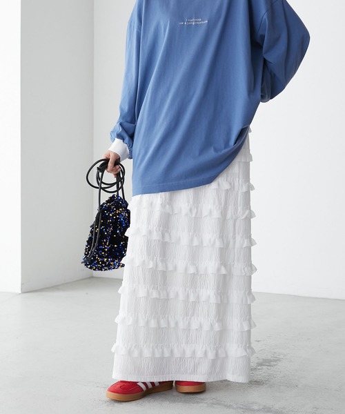 forksy.】フリルジャガードナロースカート forksy.│MONO-MART