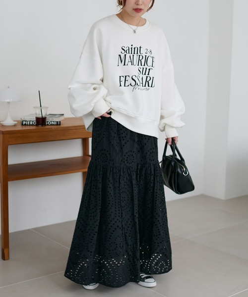 DISCOAT（ディスコート）の「生地レースフレアスカート（スカート・レディース・ブラック/オフホワイト・FREE）」の17枚目の写真
