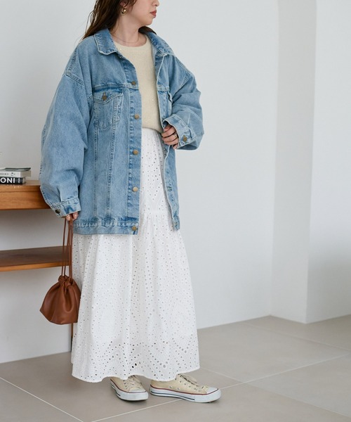 DISCOAT（ディスコート）の「生地レースフレアスカート（スカート・レディース・ブラック/オフホワイト・FREE）」の13枚目の写真