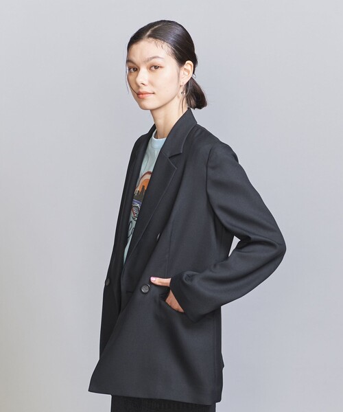 BEAUTY&YOUTH UNITED ARROWS（ビューティーアンドユースユナイテッドアローズ）の「リネンライク ダブル ジャケット（テーラードジャケット・レディース・ネイビー/ナチュラル/その他9・M/S/XS）」の4枚目の写真