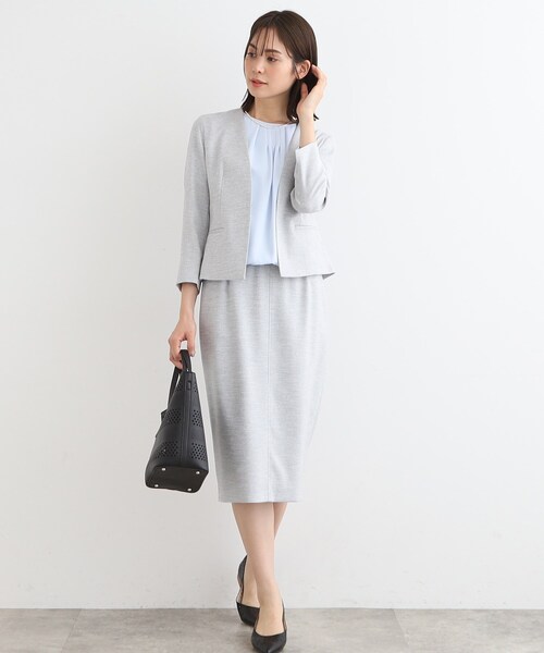 INDIVI（インディヴィ）の「◆【洗える／UVケア／SETUP可能】麻調ミドル丈ストレートスカート（スーツスカート・レディース・ネイビー/ナチュラル/ライトグレー系3・05/13/15 /34/36/38/40/12/19/42/03）」の11枚目の写真