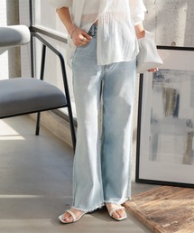 Petitle | 低身長向けサイズ 選べる2タイプ 裾フリンジストレートデニムパンツ(デニムパンツ)