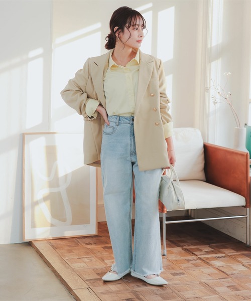 Petitle（プチレ）の「低身長向けサイズ 選べる2タイプ 裾フリンジストレートデニムパンツ（デニムパンツ・レディース・ライトブルー/ブルー系/ブルー系1/インディゴブルー/ホワイト/ホワイト系/その他1/アイボリー系/その他/アイボリー系1・PL/PM/PS/LP/MP/SP）」の20枚目の写真