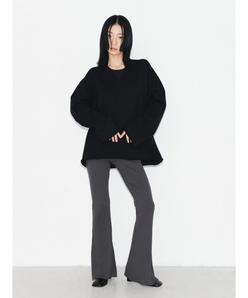 ENCIRCLE（エンサークル）の「【ENCIRCLE/エンサークル】Rib knit pt/リブニットパンツ（その他パンツ・レディース・チャコールグレー/パープル/ベージュ・2/1）」の8枚目の写真