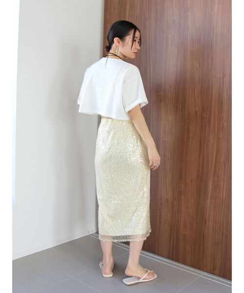 Ungrid(アングリッド)の「ミドル丈スパンコールスカート(スカート・レディース・アイボリー/ブラック・FREE)」の8枚目の写真