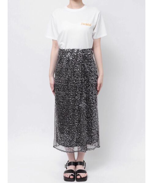 Ungrid(アングリッド)の「ミドル丈スパンコールスカート(スカート・レディース・アイボリー/ブラック・FREE)」の14枚目の写真