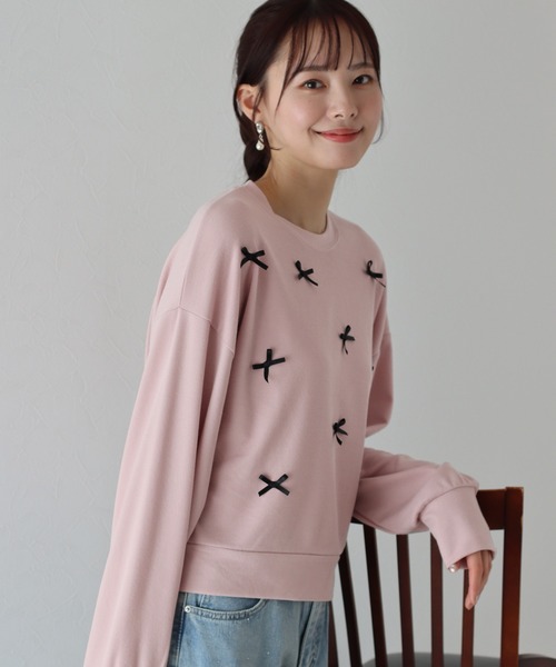 BLUEEAST（ブルーイースト）の「チビリボンカットソー（Tシャツ/カットソー・レディース・ピンク/ブラック/アイボリー・MEDIUM）」の4枚目の写真