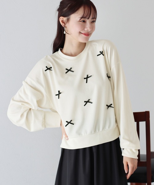 BLUEEAST（ブルーイースト）の「チビリボンカットソー（Tシャツ/カットソー・レディース・ピンク/ブラック/アイボリー・MEDIUM）」の9枚目の写真