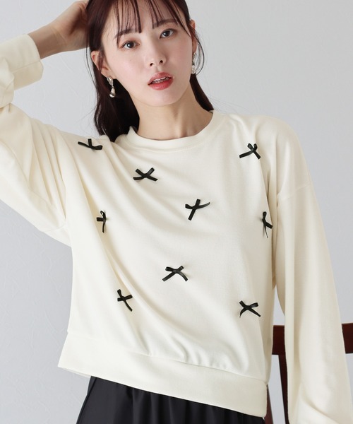 BLUEEAST（ブルーイースト）の「チビリボンカットソー（Tシャツ/カットソー・レディース・ピンク/ブラック/アイボリー・MEDIUM）」の7枚目の写真