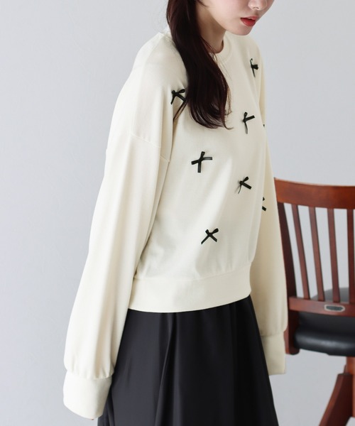 BLUEEAST（ブルーイースト）の「チビリボンカットソー（Tシャツ/カットソー・レディース・ピンク/ブラック/アイボリー・MEDIUM）」の8枚目の写真